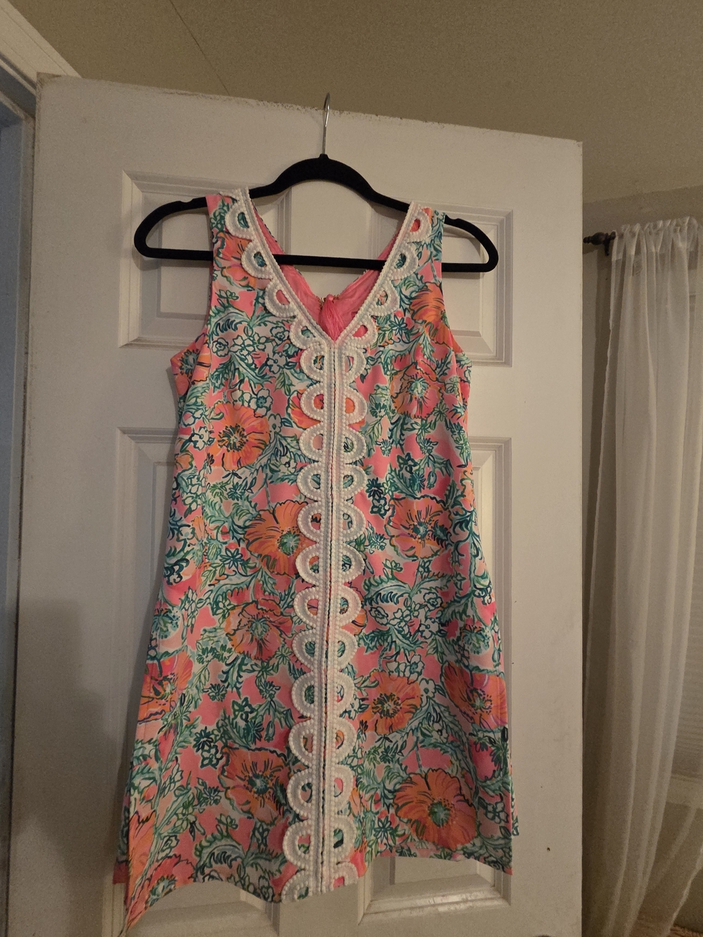 Lilly Pulitzer Pink Floral Lace-Trim Romper